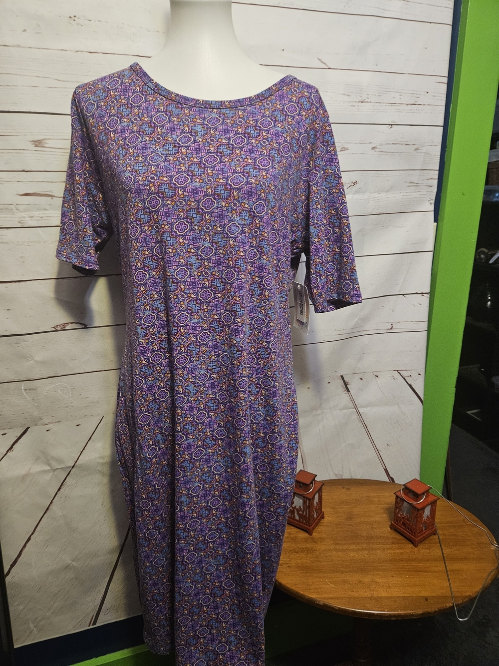 LuLaRoe Purple Multicolor Midi Dress
